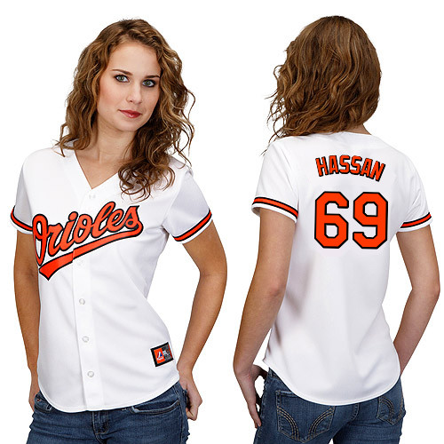 Alex Hassan #69 mlb Jersey-Baltimore Orioles Women's Authentic Home White Cool Base Baseball Jersey